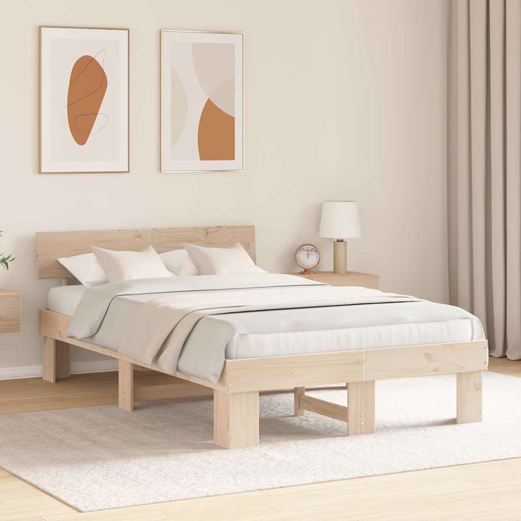 Krevetna konstrukcija Prirodna 135 x 190 cm Čvrsto borovo drvo