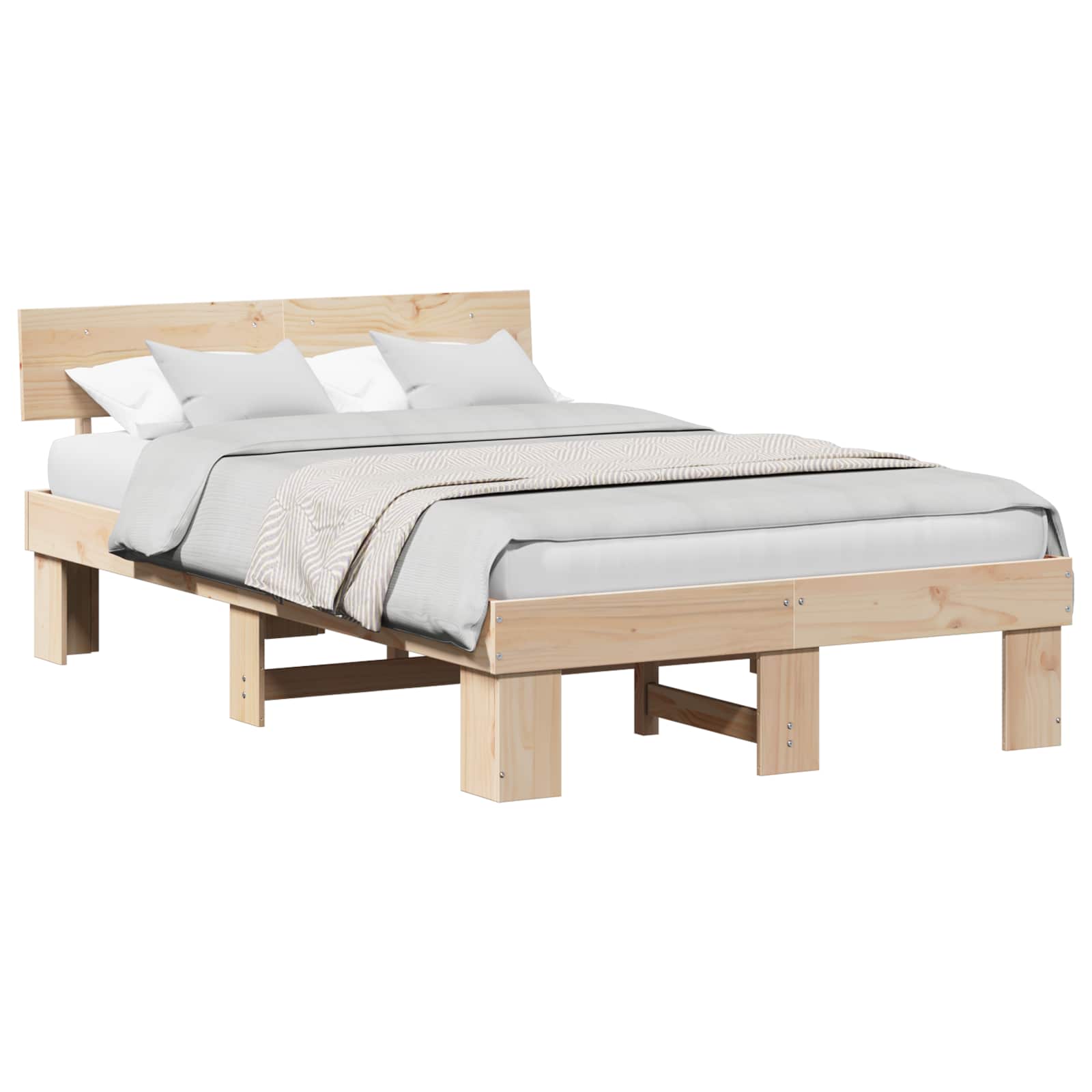 Krevetna konstrukcija Prirodna 135 x 190 cm Čvrsto borovo drvo