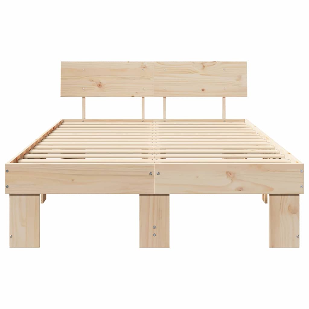 Krevetna konstrukcija Prirodna 135 x 190 cm Čvrsto borovo drvo