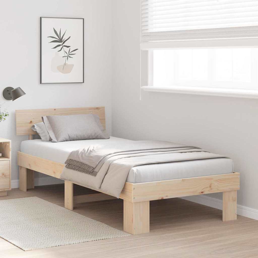 Krevetna konstrukcija Prirodna 90 x 190 cm Čvrsto borovo drvo