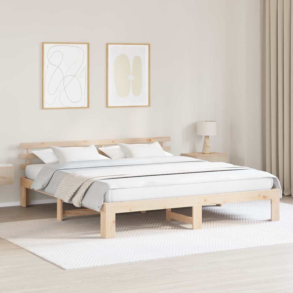 Krevetna konstrukcija Prirodna 200 x 200 cm Čvrsto borovo drvo