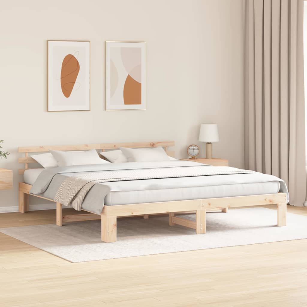 Krevetna konstrukcija Prirodna 200 x 200 cm Čvrsto borovo drvo