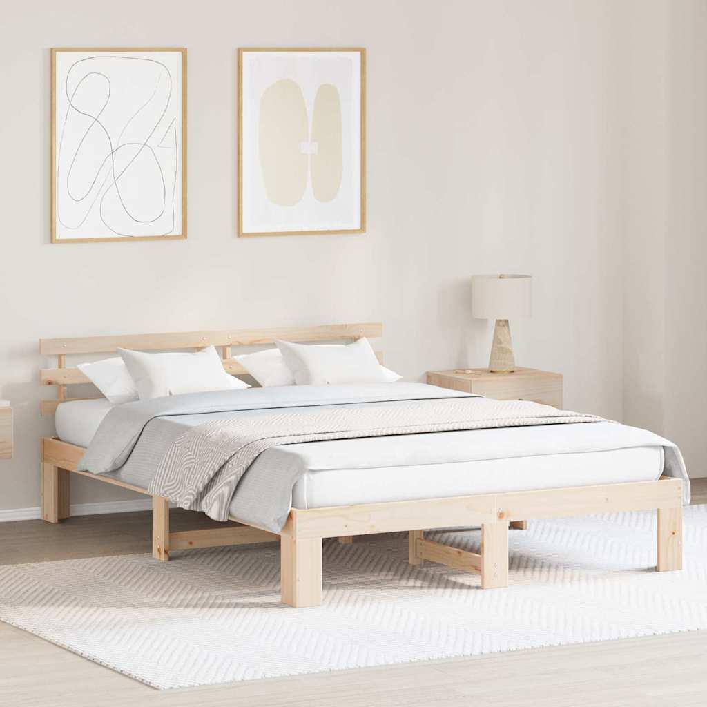 Krevetna konstrukcija Prirodna 150 x 200 cm Čvrsto borovo drvo