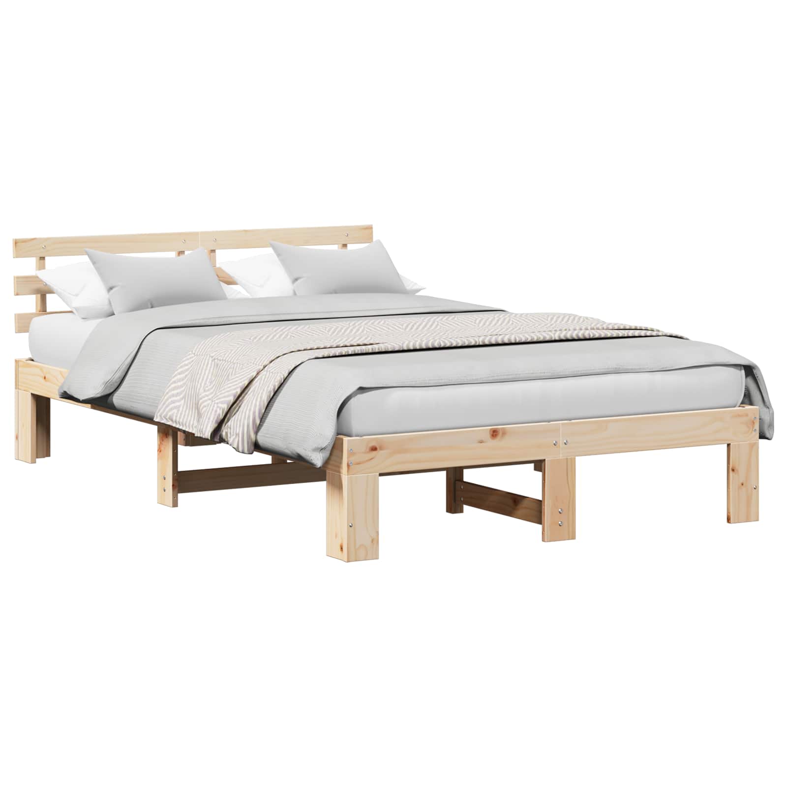 Krevetna konstrukcija Prirodna 135 x 190 cm Čvrsto borovo drvo