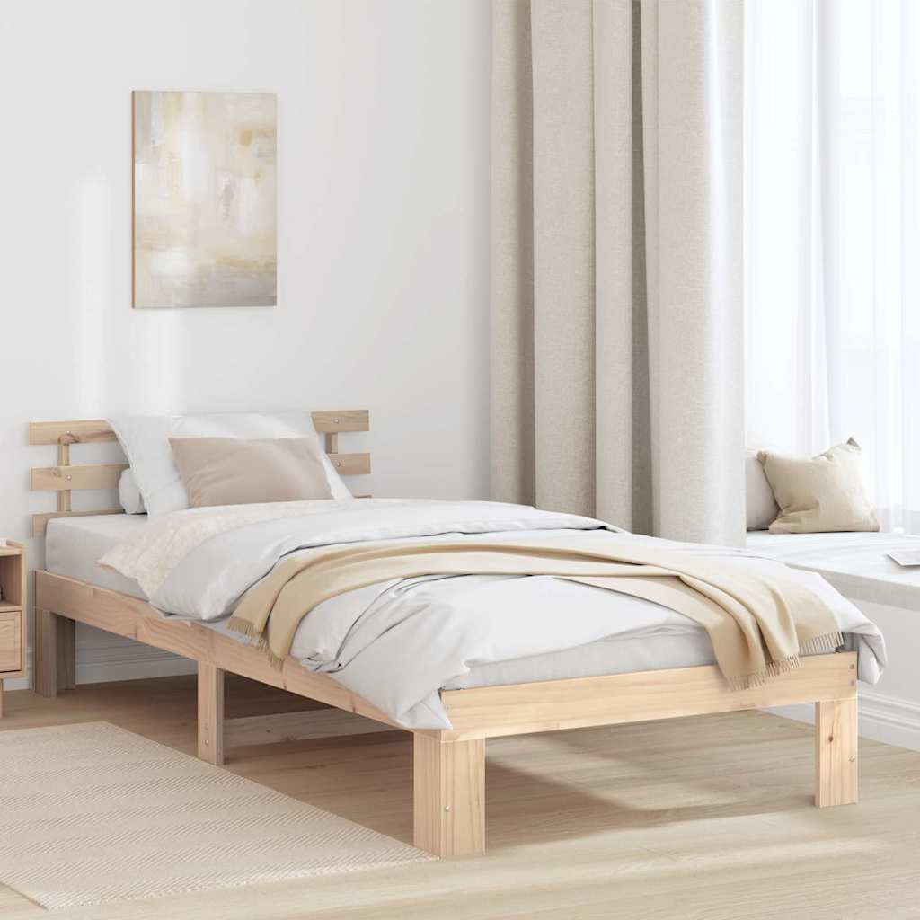 Krevetna konstrukcija Prirodna 90 x 200 cm Čvrsto borovo drvo