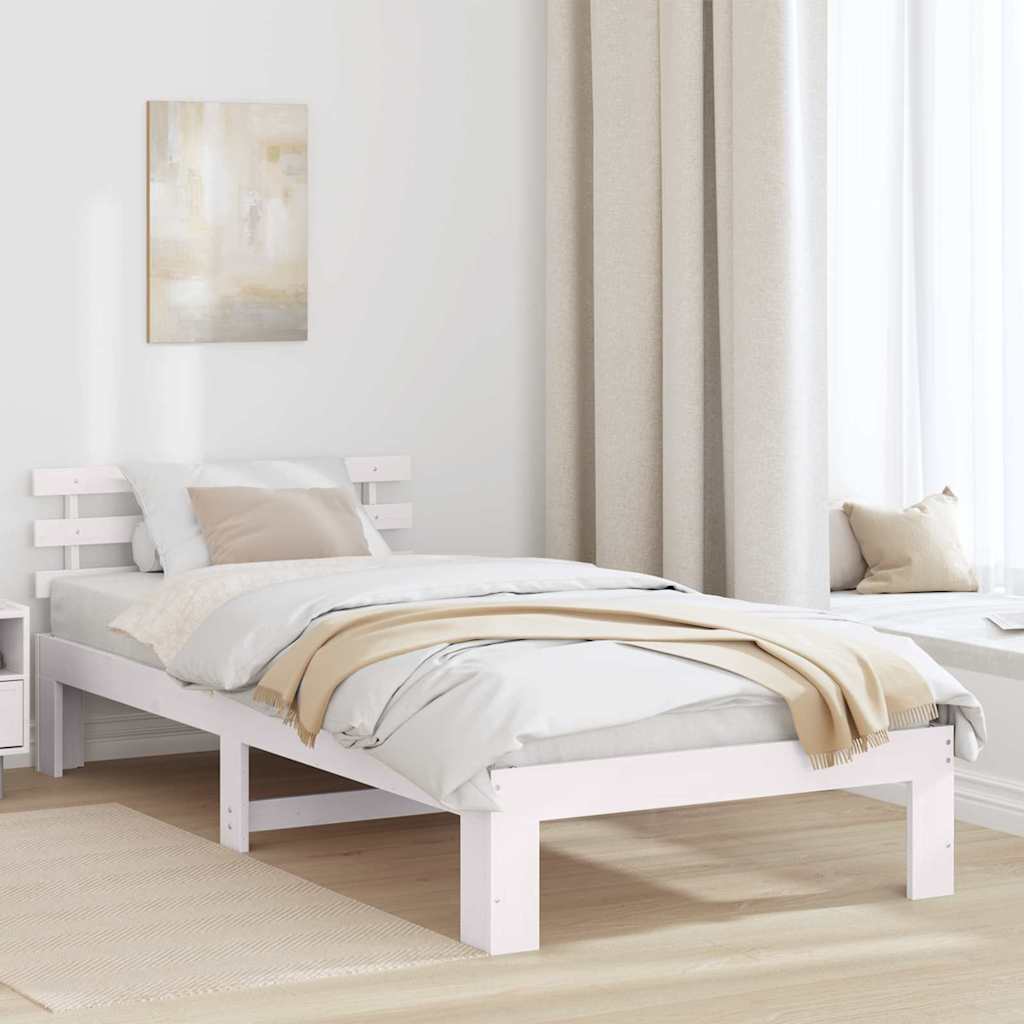 Krevetna konstrukcija Bijelo 90 x 200 cm Čvrsto borovo drvo