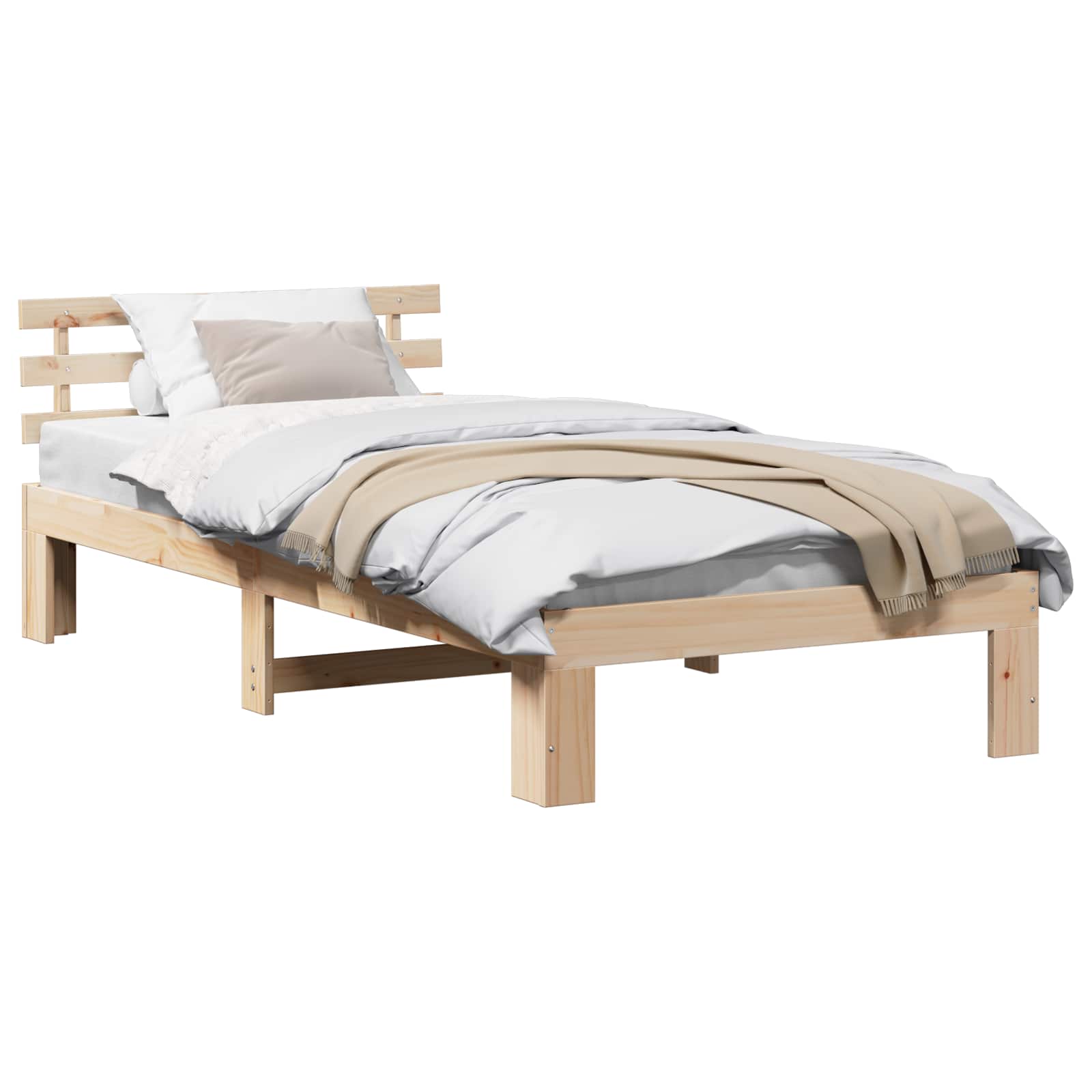 Krevetna konstrukcija Prirodna 75 x 190 cm Čvrsto borovo drvo