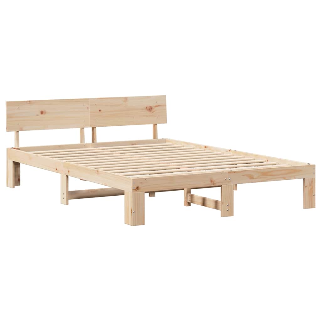 Krevetna konstrukcija Prirodna 150 x 200 cm Čvrsto borovo drvo