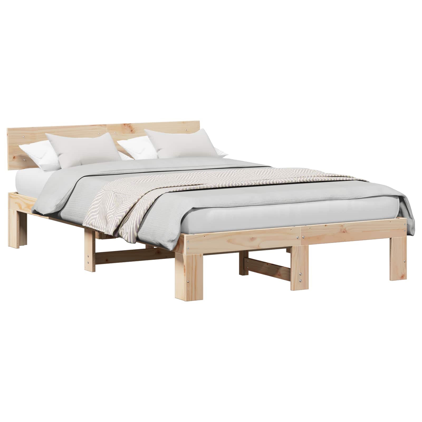 Krevetna konstrukcija Prirodna 120 x 200 cm Čvrsto borovo drvo