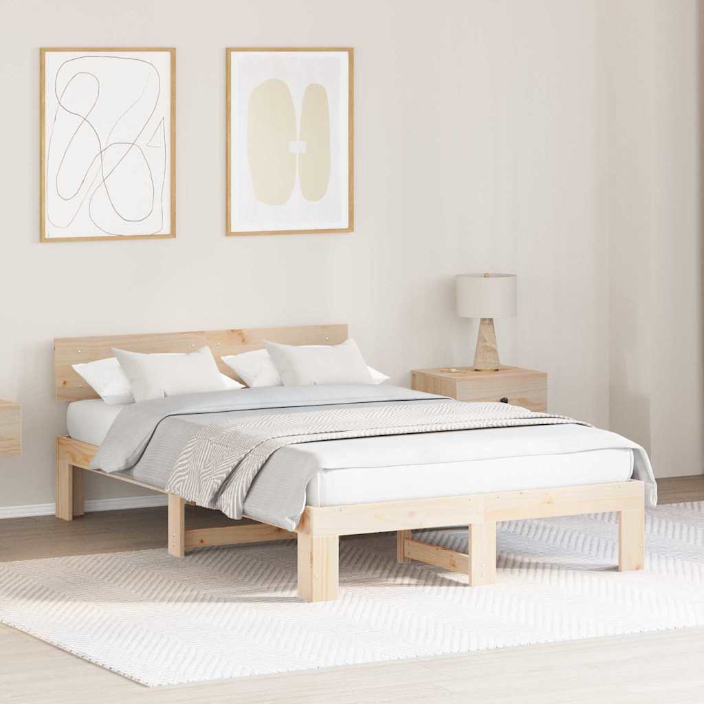 Krevetna konstrukcija Prirodna 140 x 190 cm Čvrsto borovo drvo