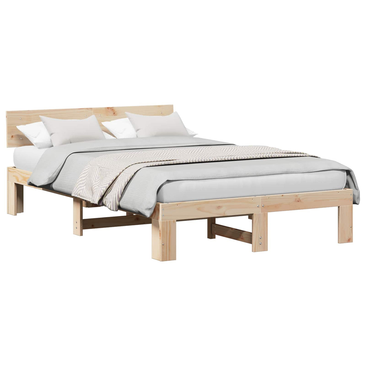 Krevetna konstrukcija Prirodna 120 x 190 cm Čvrsto borovo drvo