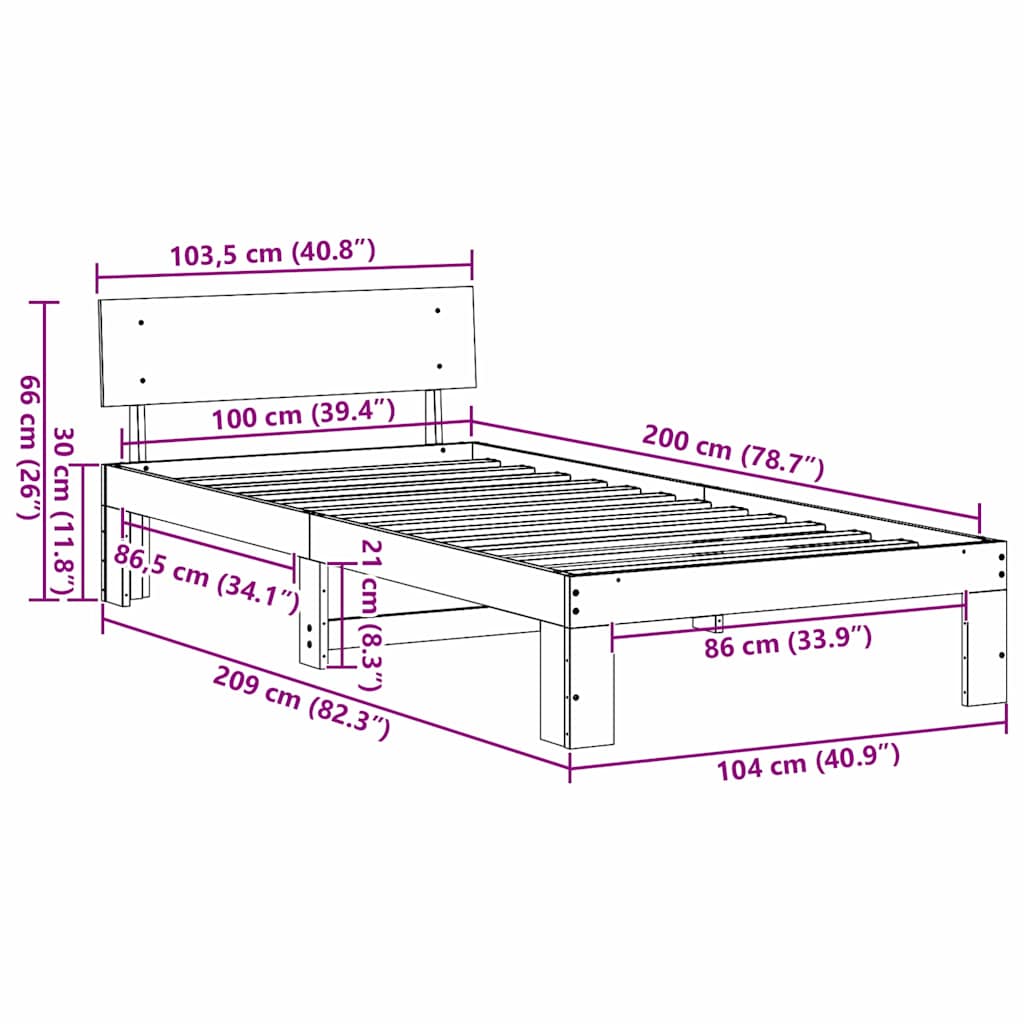 Krevetna konstrukcija s uzglavljem Vosak smeđa 100 x 200 cm