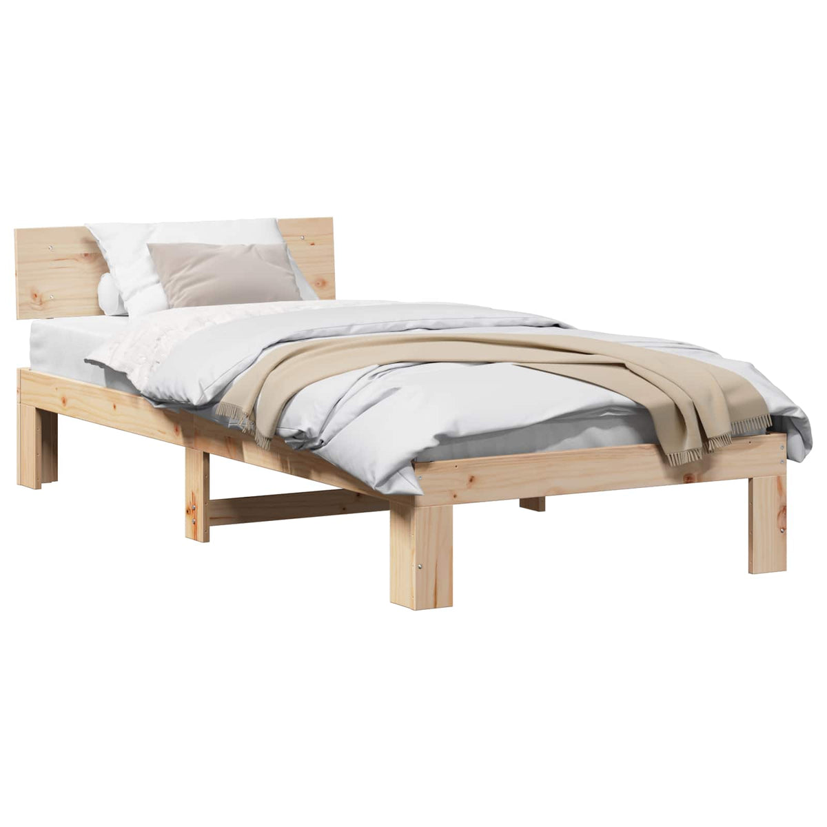 Krevetna konstrukcija Prirodna 90 x 200 cm Čvrsto borovo drvo