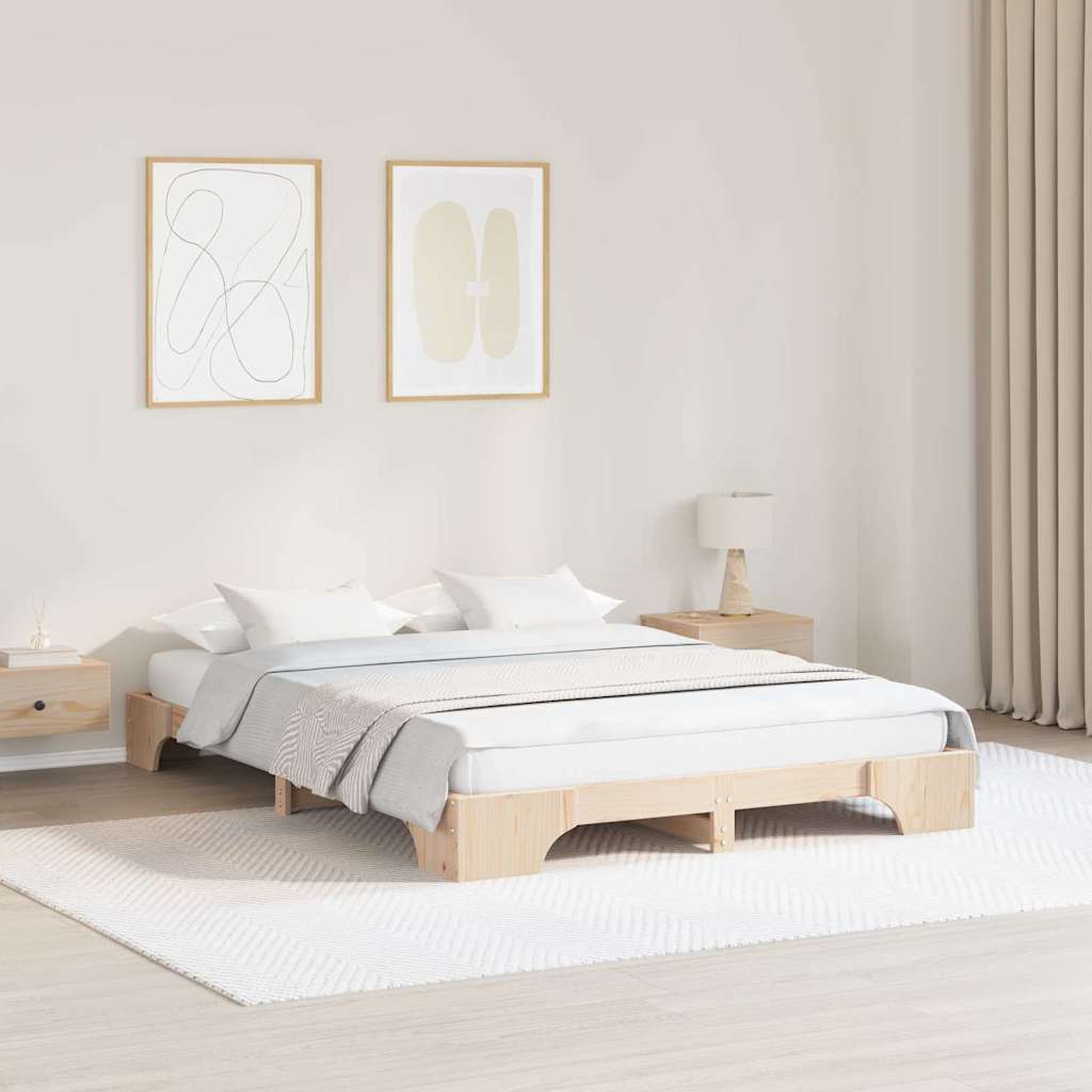 Krevetna konstrukcija Prirodna 150 x 200 cm Čvrsto borovo drvo
