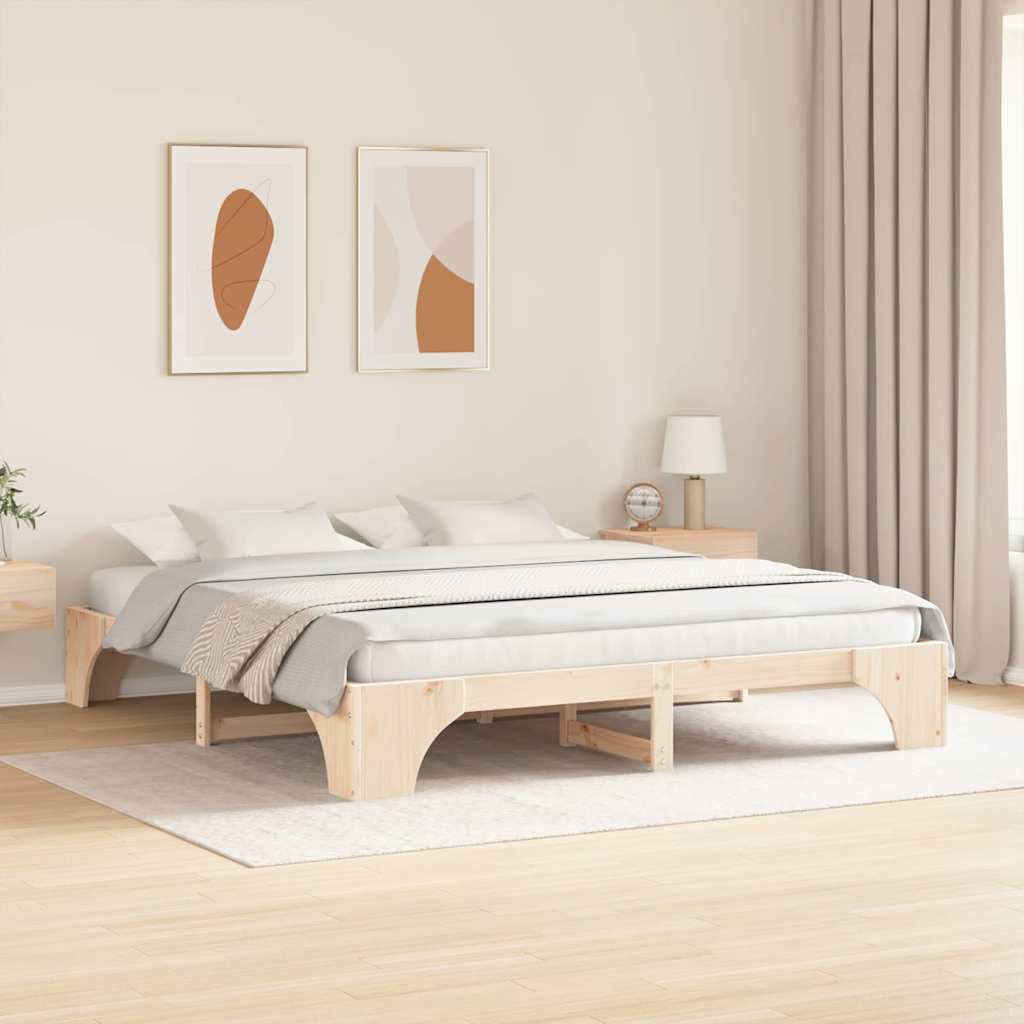 Krevetna konstrukcija Prirodna 180 x 200 cm Čvrsto borovo drvo
