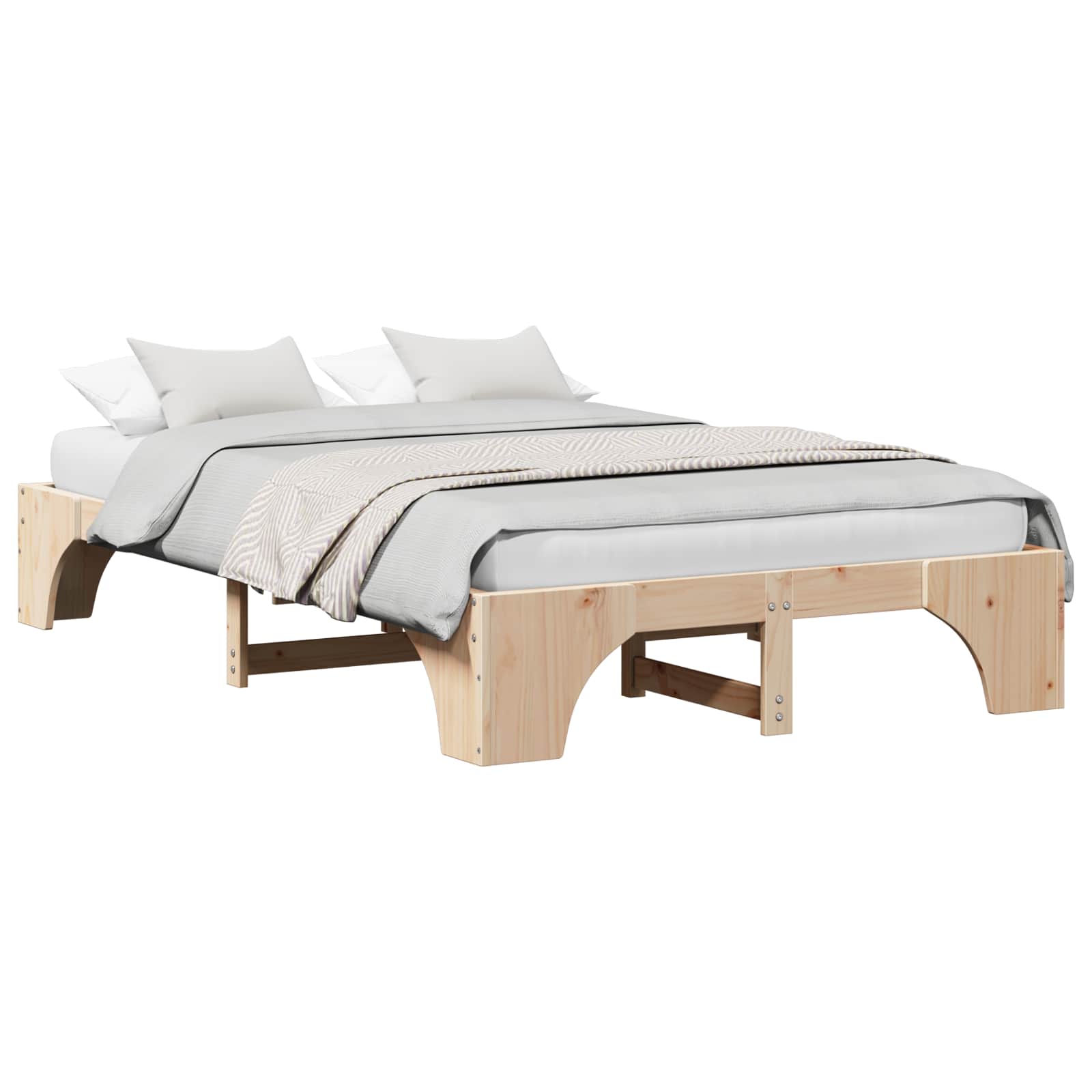 Krevetna konstrukcija Prirodna 140 x 190 cm Čvrsto borovo drvo