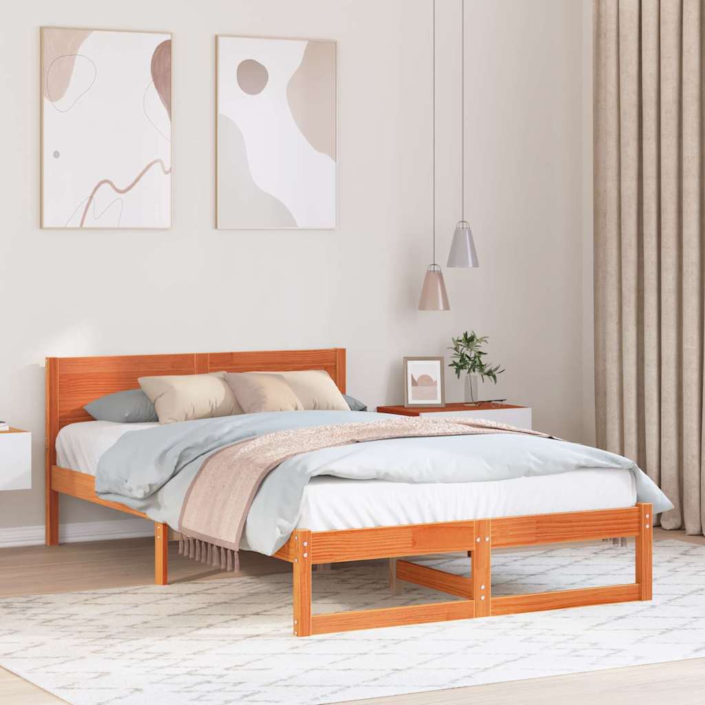 Krevetna konstrukcija s uzglavljem Vosak smeđa 135 x 190 cm