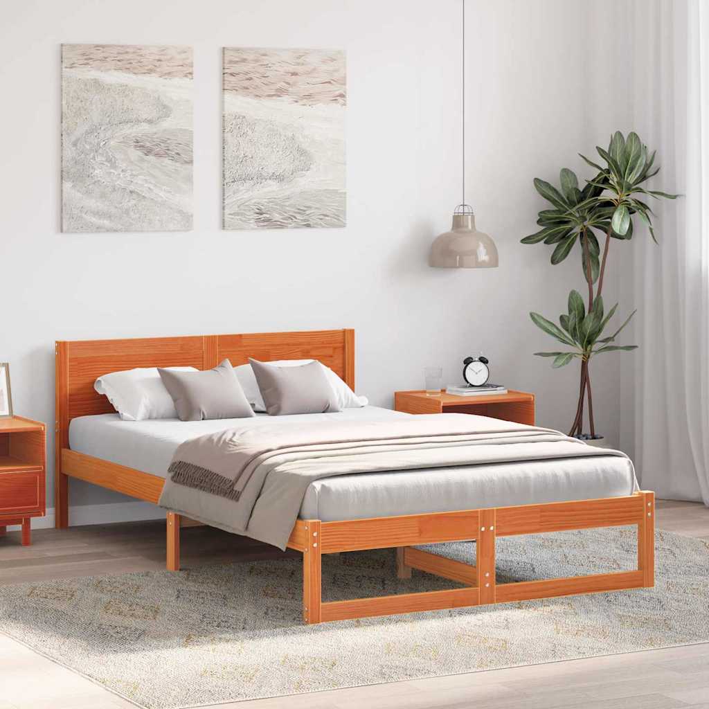 Krevetna konstrukcija s uzglavljem Vosak smeđa 135 x 190 cm