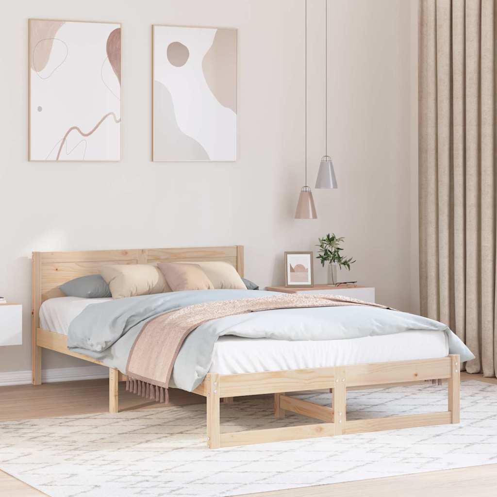 Krevetna konstrukcija Prirodna 120 x 190 cm Čvrsto borovo drvo