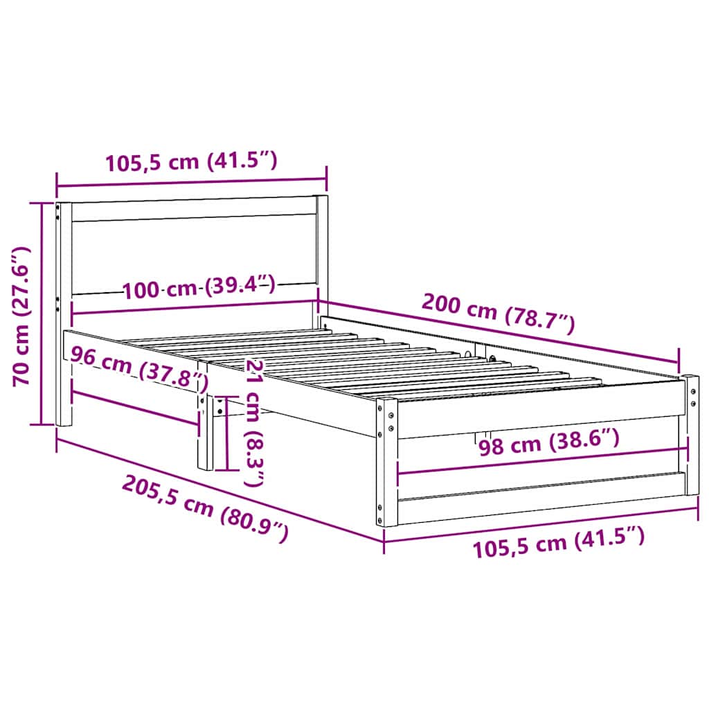 Krevetna konstrukcija s uzglavljem Vosak smeđa 100 x 200 cm