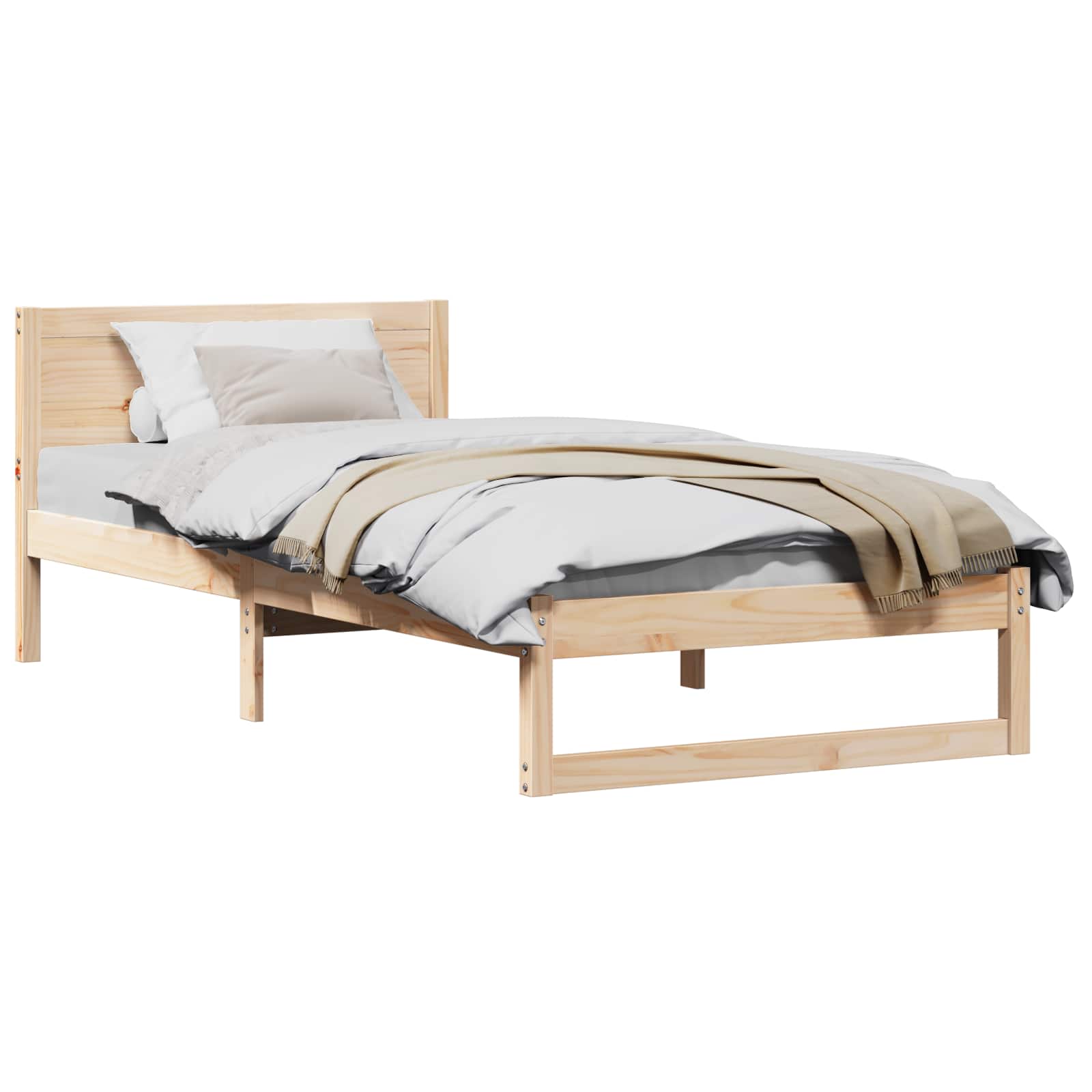 Krevetna konstrukcija Prirodna 90 x 190 cm Čvrsto borovo drvo