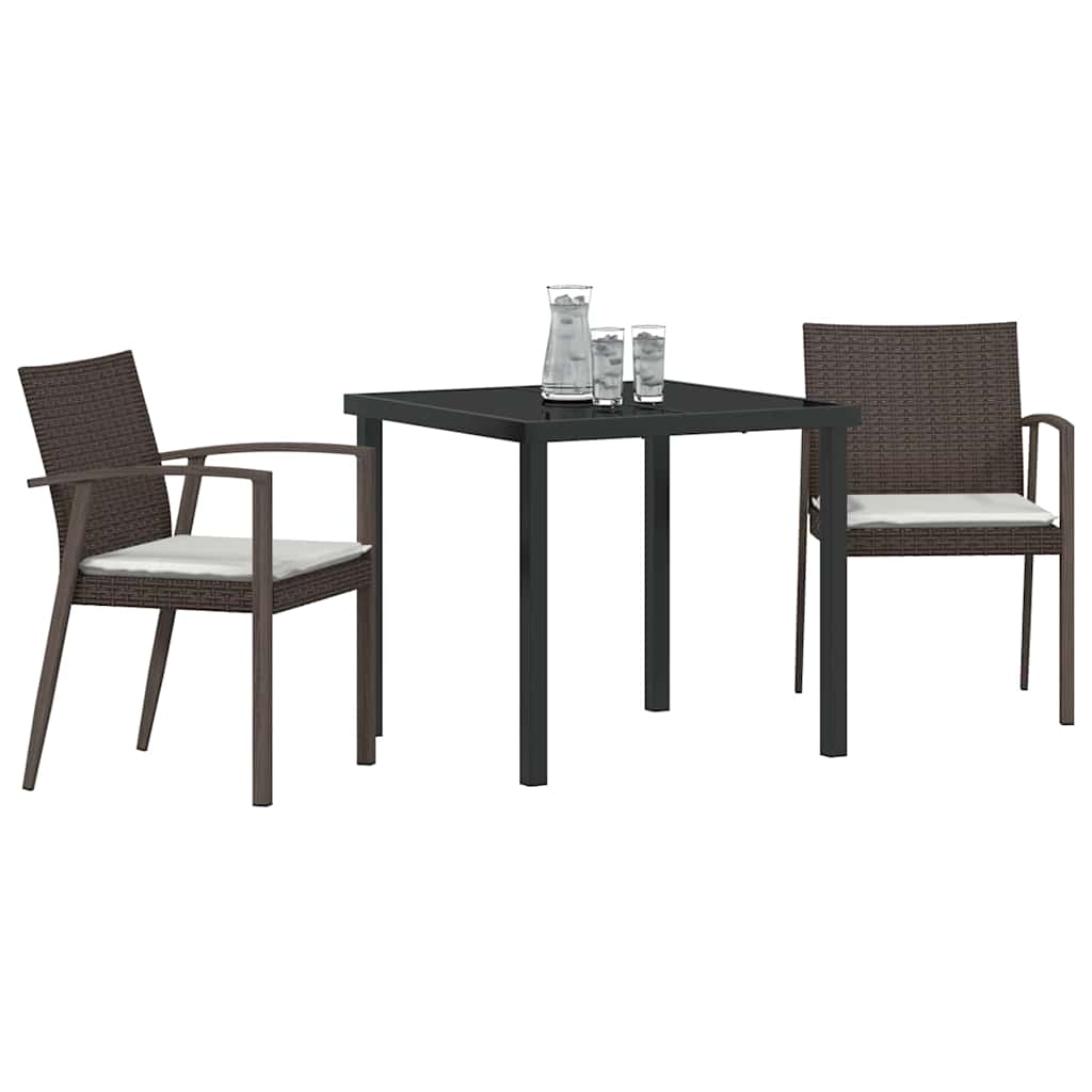 Vrtni set za objed 3 pcs Smeđa i crna PE ratan