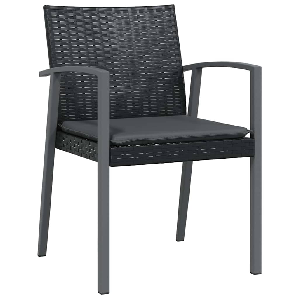 Vrtni set za objed 5 pcs Crna i Siva PE ratan