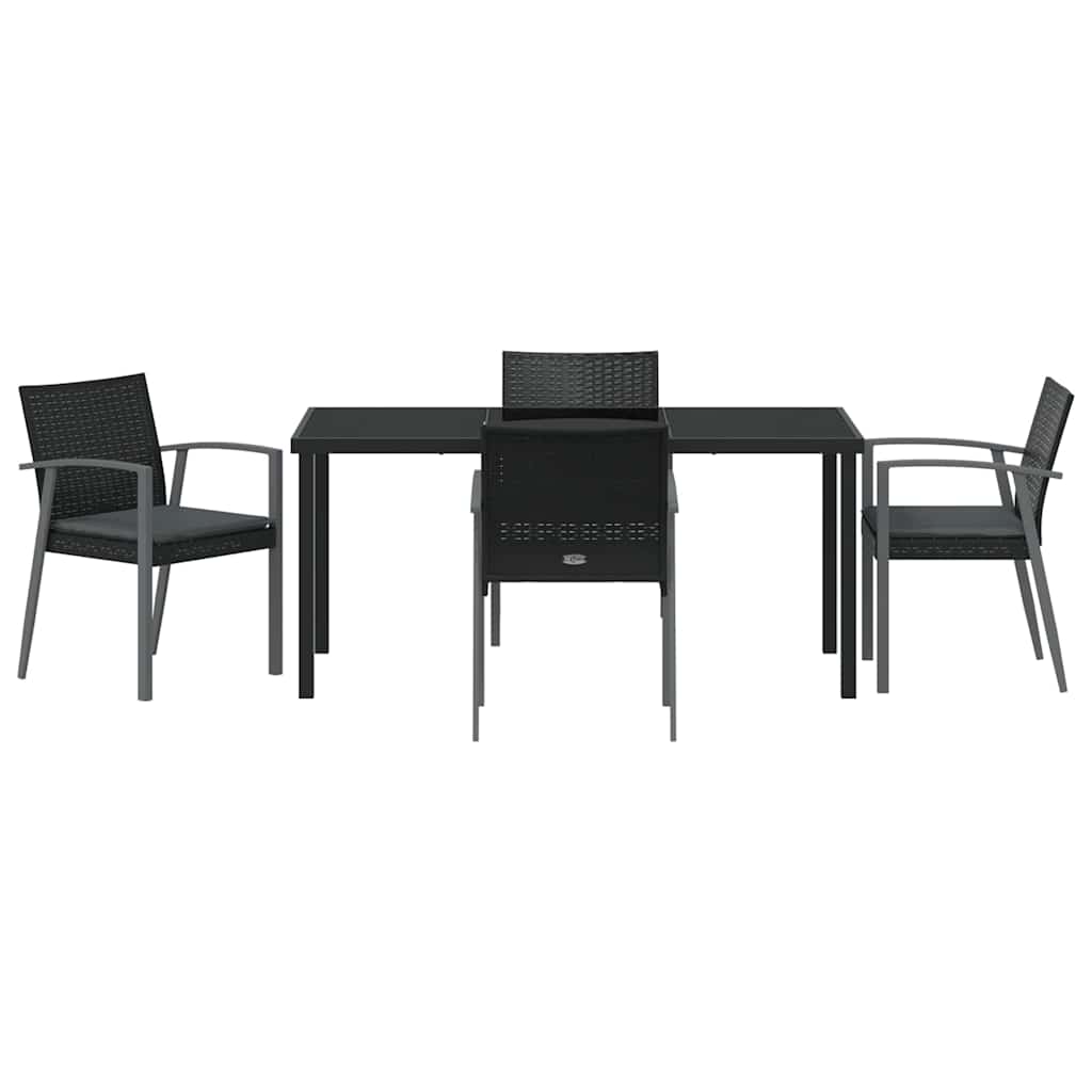 Vrtni set za objed 5 pcs Crna i Siva PE ratan