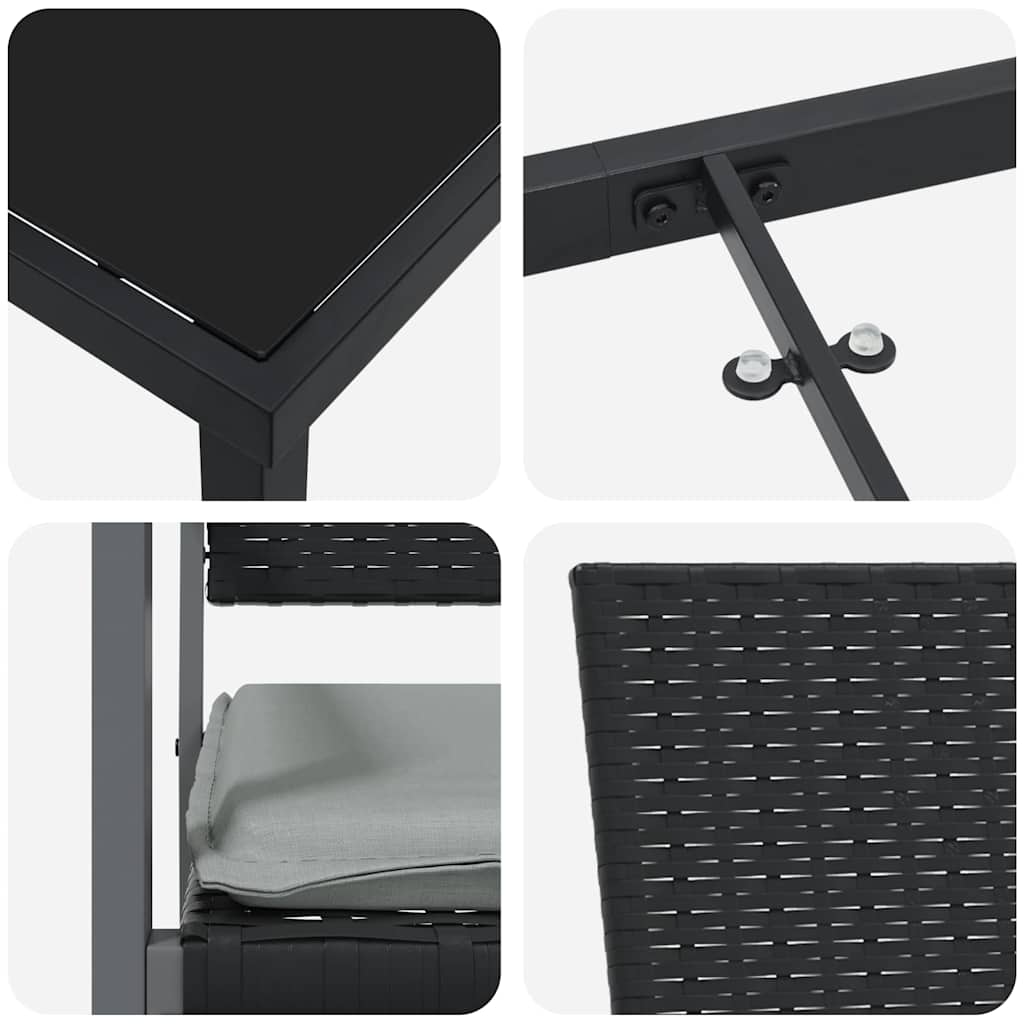 Vrtni set za objed 7 pcs Crna i svijetlo siva PE ratan