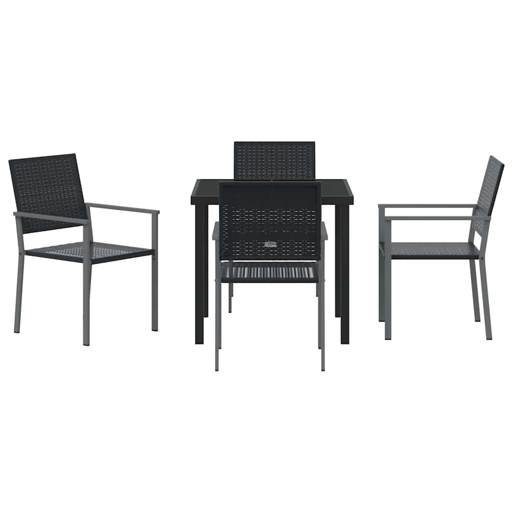 Vrtni set za objed 5 pcs Crna PE ratan