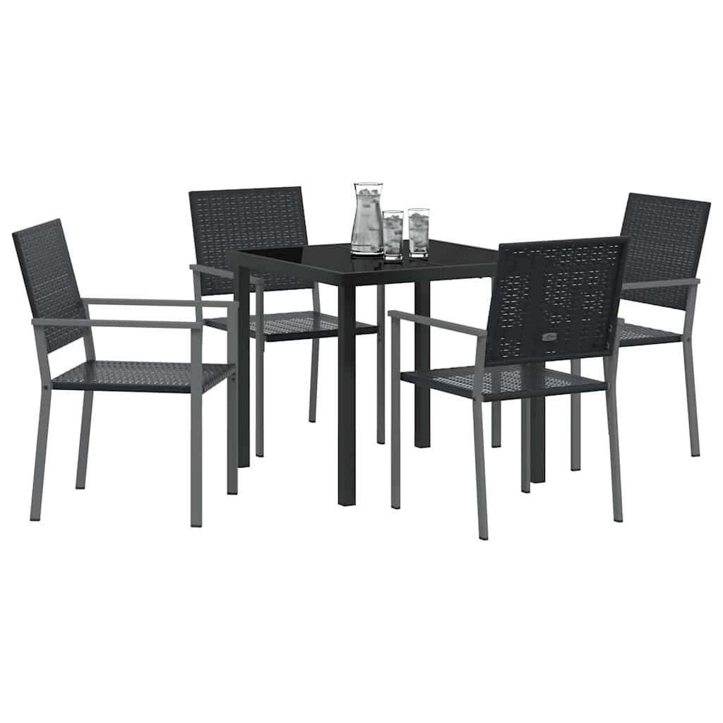 Vrtni set za objed 5 pcs Crna PE ratan