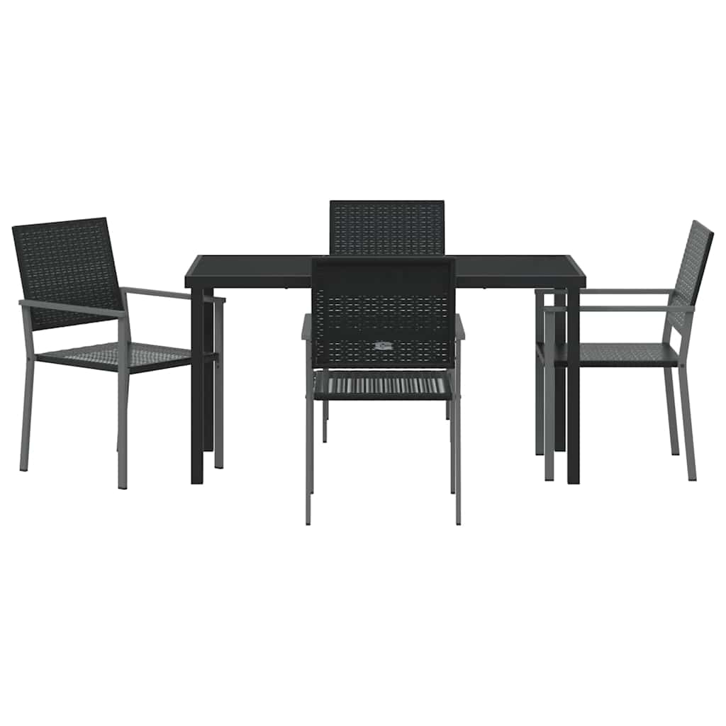 Vrtni set za objed 5 pcs Crna PE ratan