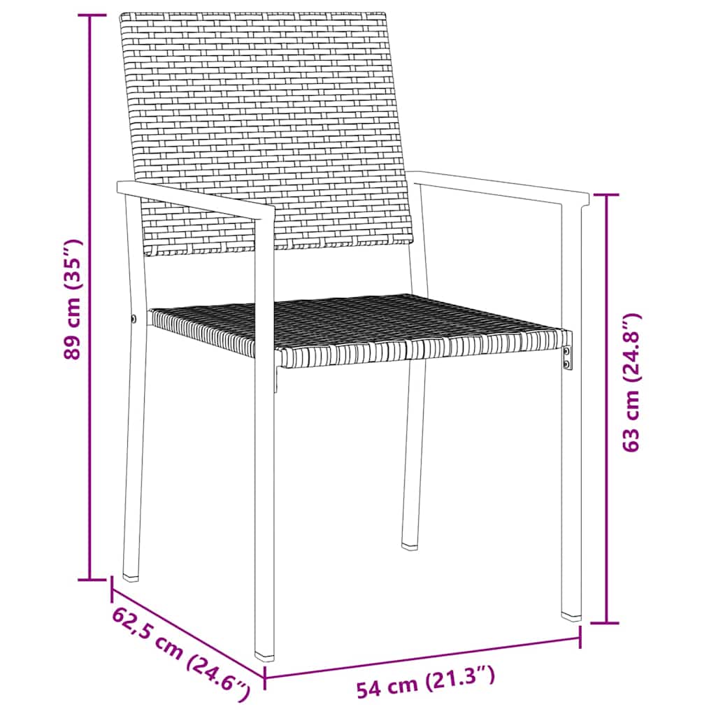 Vrtni set za objed 5 pcs Crna PE ratan