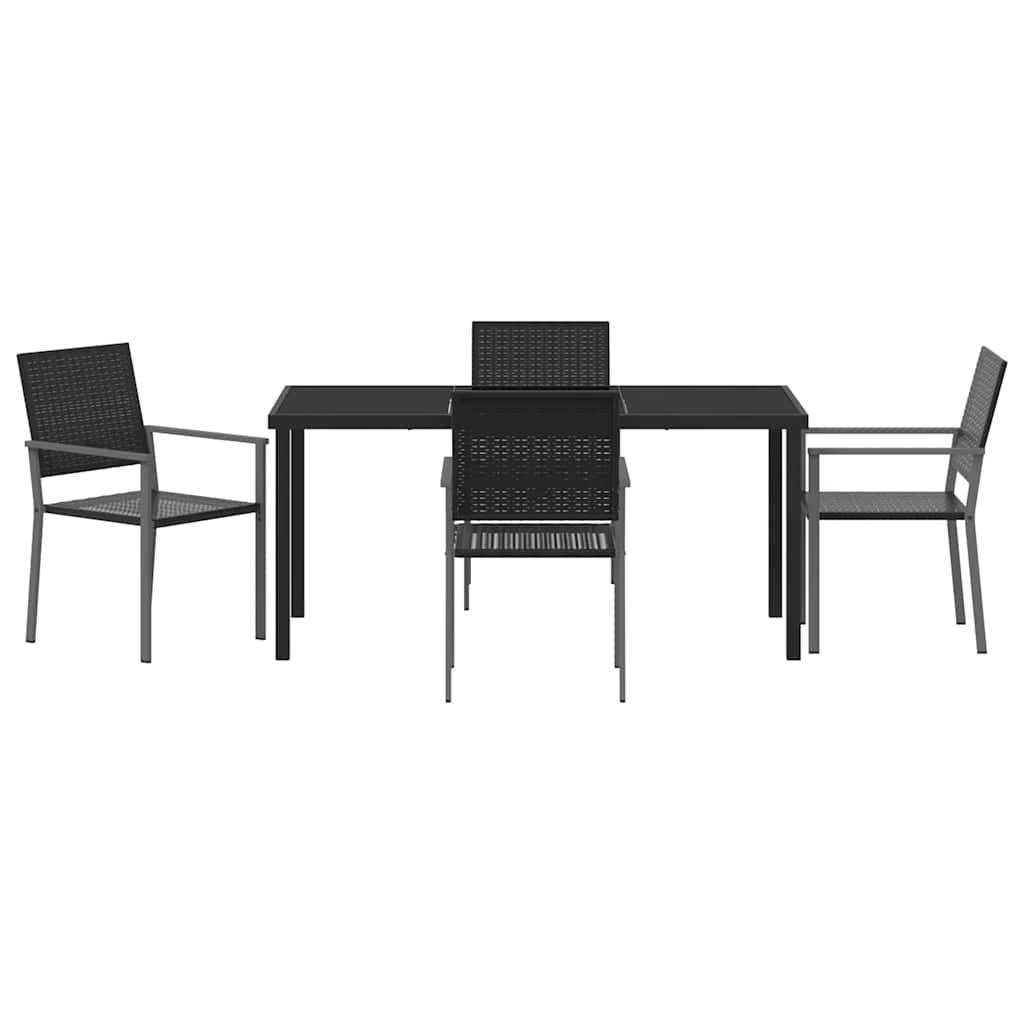 Vrtni set za objed 5 pcs Crna PE ratan
