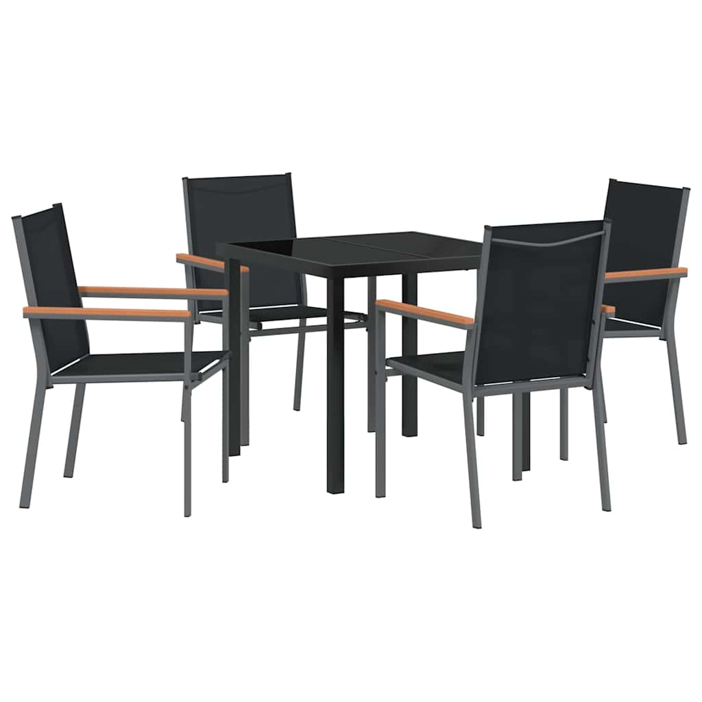 Vrtni set za objed 5 pcs Crna Čelik s prahom