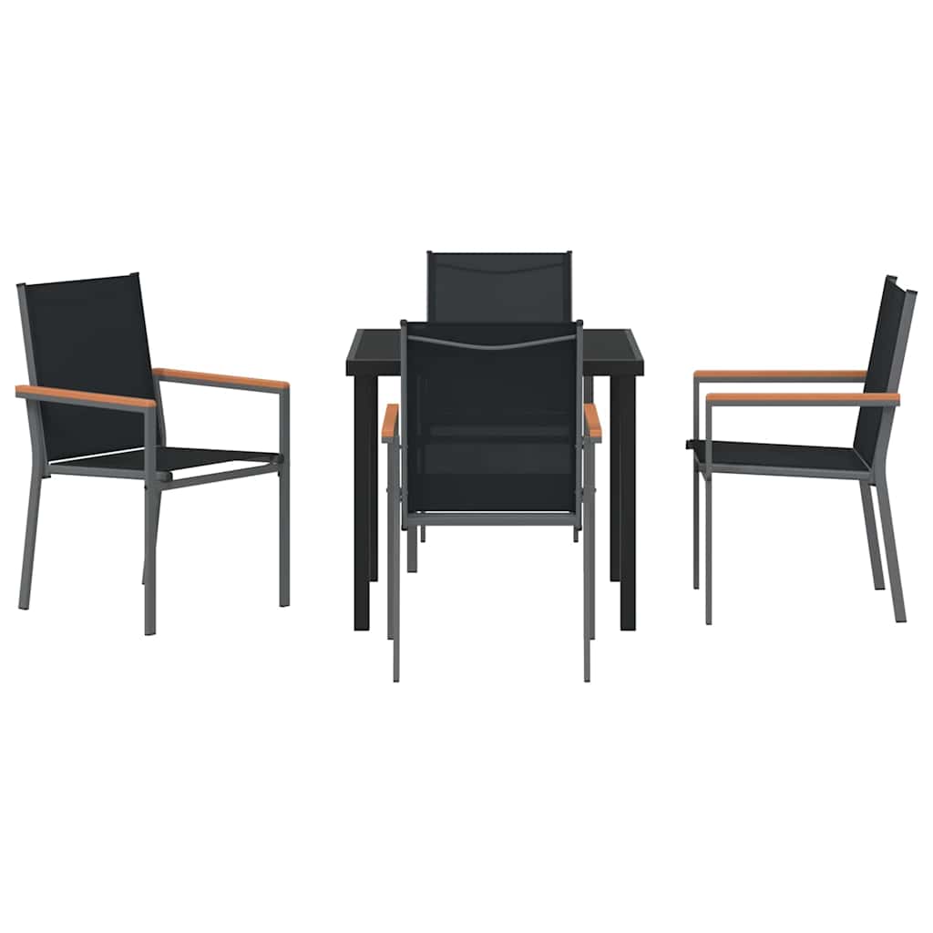 Vrtni set za objed 5 pcs Crna Čelik s prahom