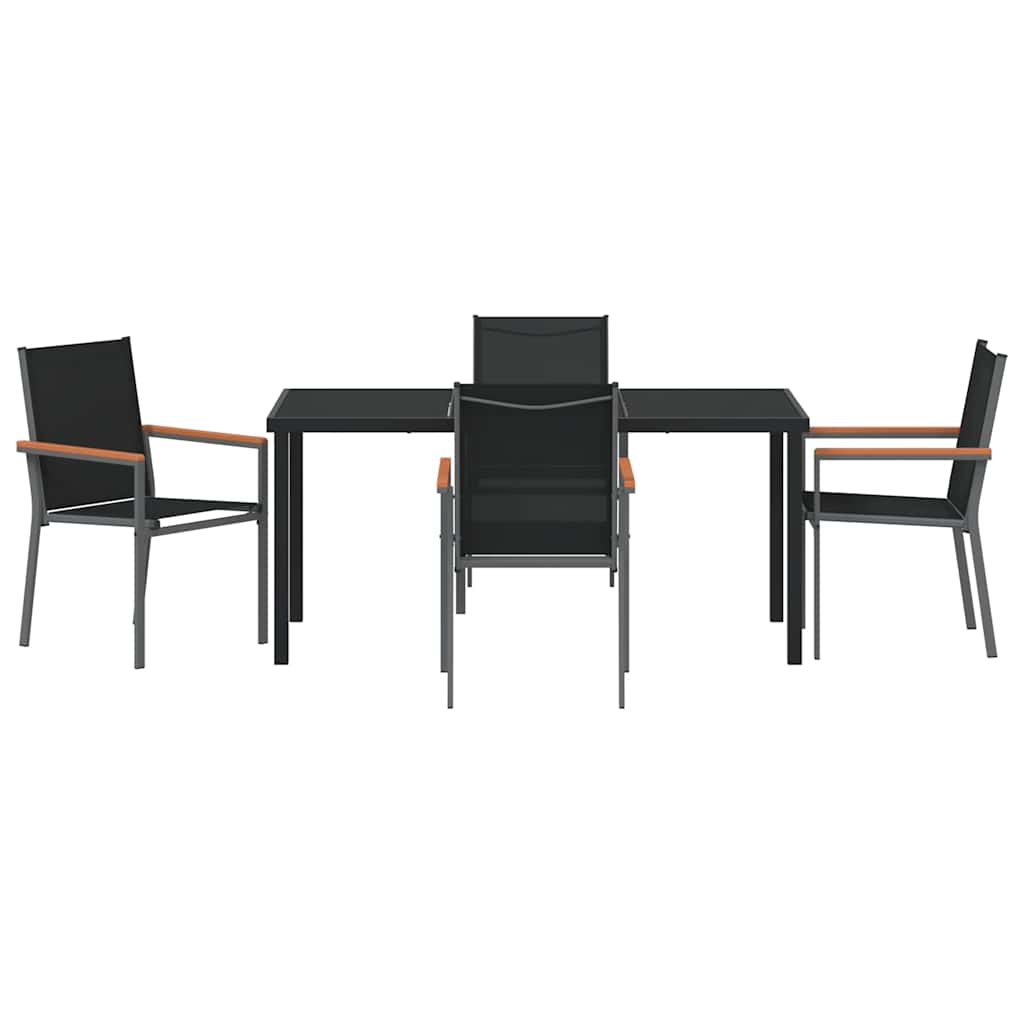 Vrtni set za objed 5 pcs Crna Čelik s prahom
