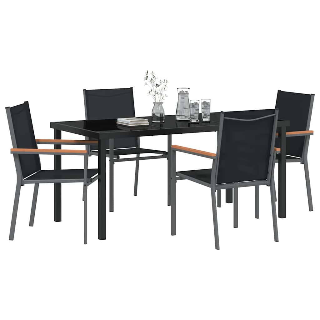 Vrtni set za objed 5 pcs Crna Čelik s prahom