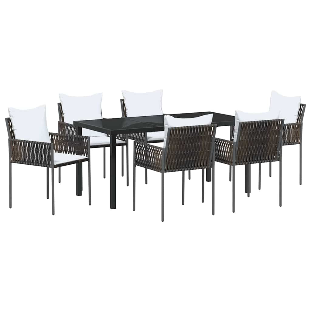Vrtni set za objed 7 pcs Smeđa i crna PE ratan