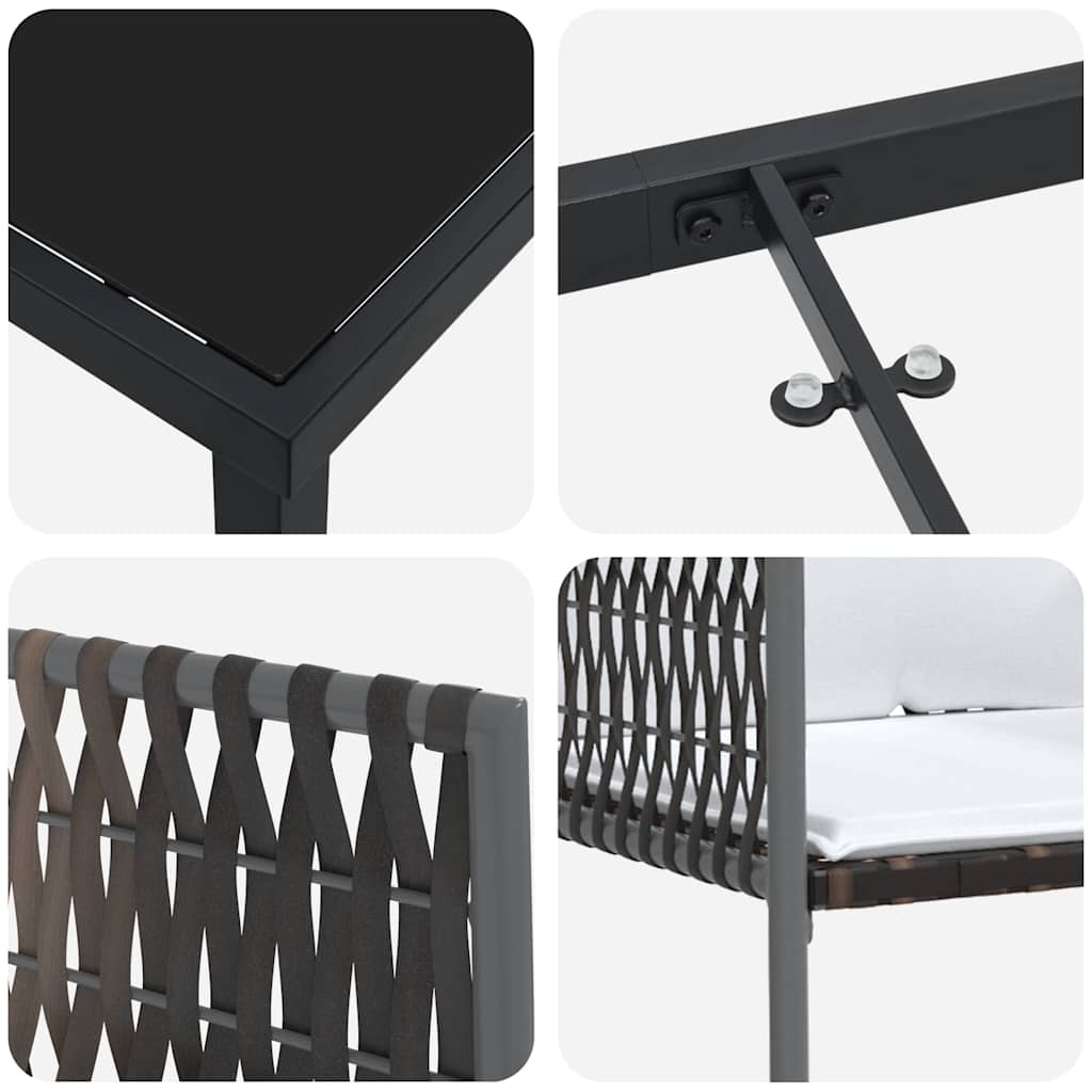 Vrtni set za objed 7 pcs Smeđa i crna PE ratan