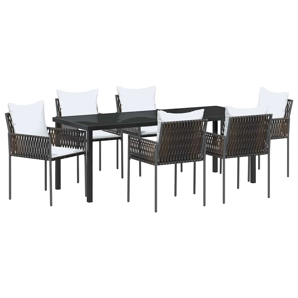 Vrtni set za objed 7 pcs Smeđa i crna PE ratan