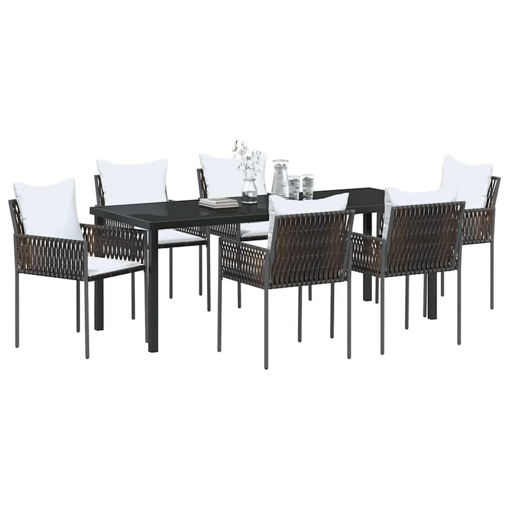 Vrtni set za objed 7 pcs Smeđa i crna PE ratan