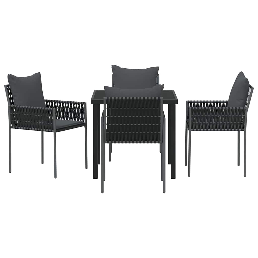Vrtni set za objed 5 pcs Crna i Siva PE ratan