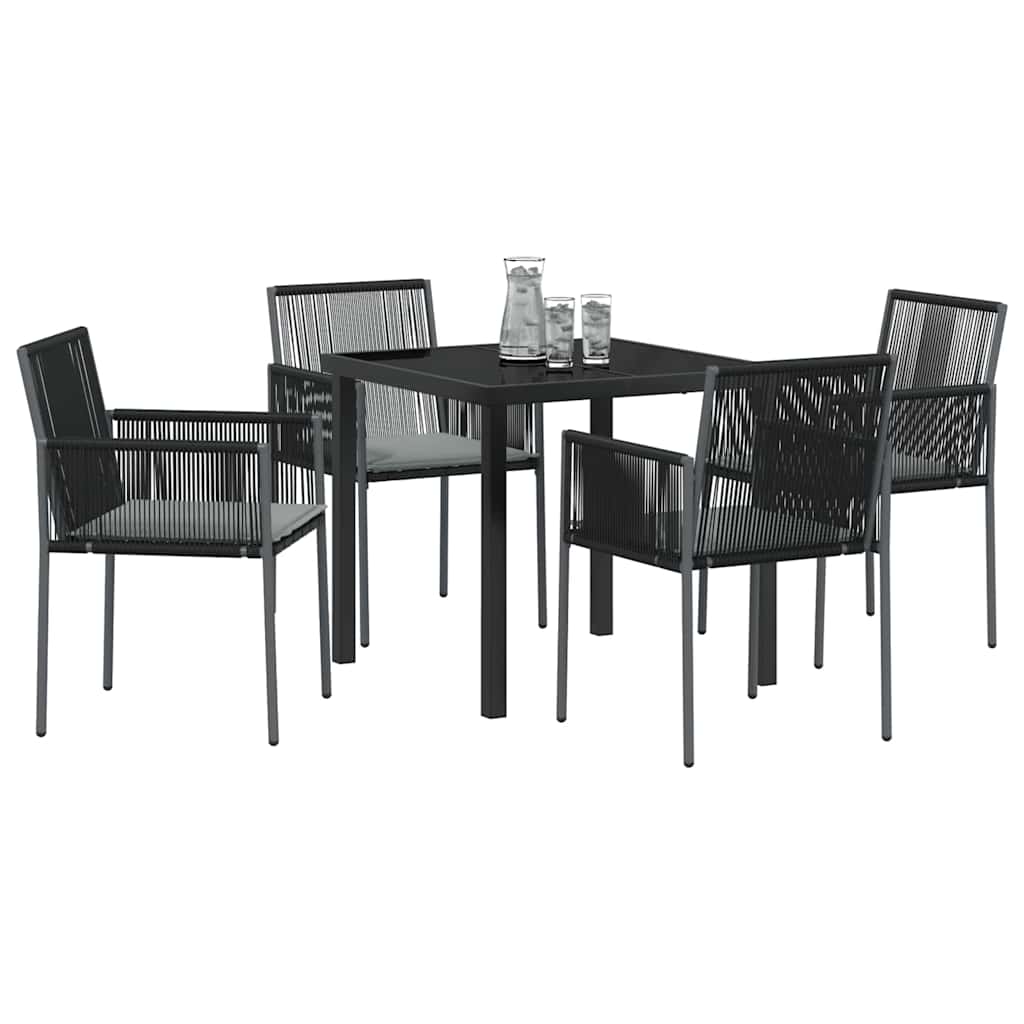Vrtni set za objed 5 pcs Crna PE ratan