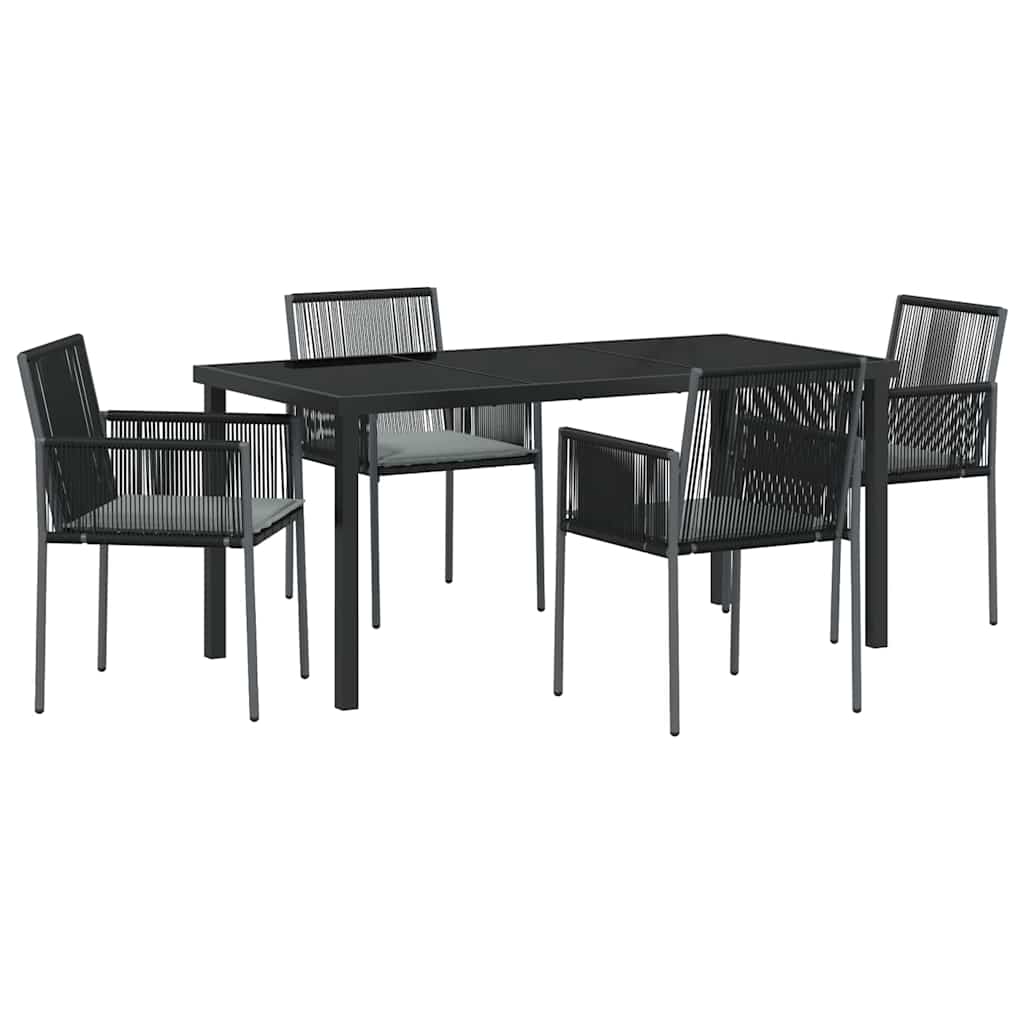 Vrtni set za objed 5 pcs Crna PE ratan