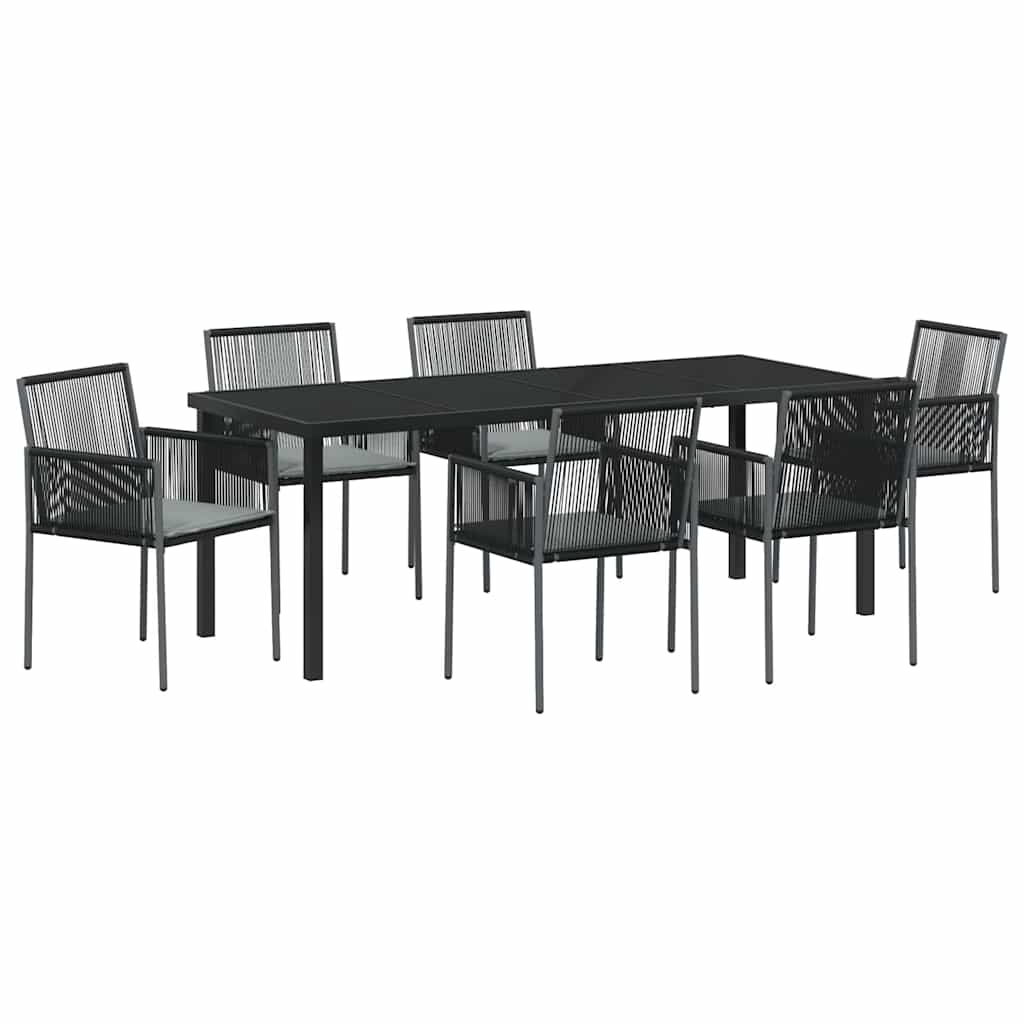 Vrtni set za objed 7 pcs Crna PE ratan