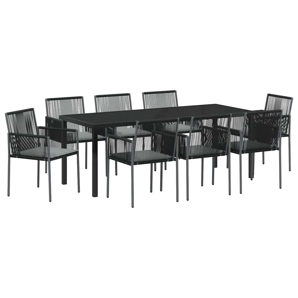 Vrtni set za objed 9 pcs Crna PE ratan