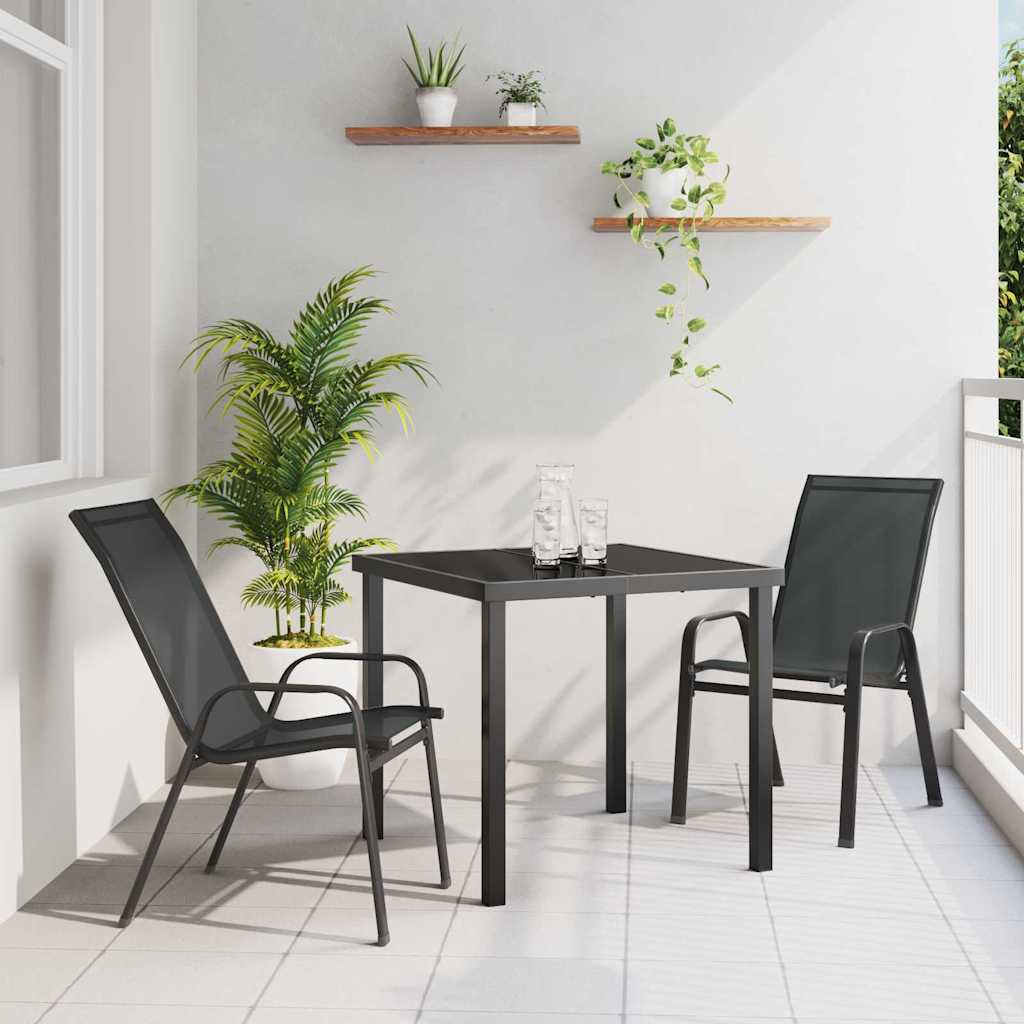 Vrtni set za objed 3 pcs Crna Čelik s prahom