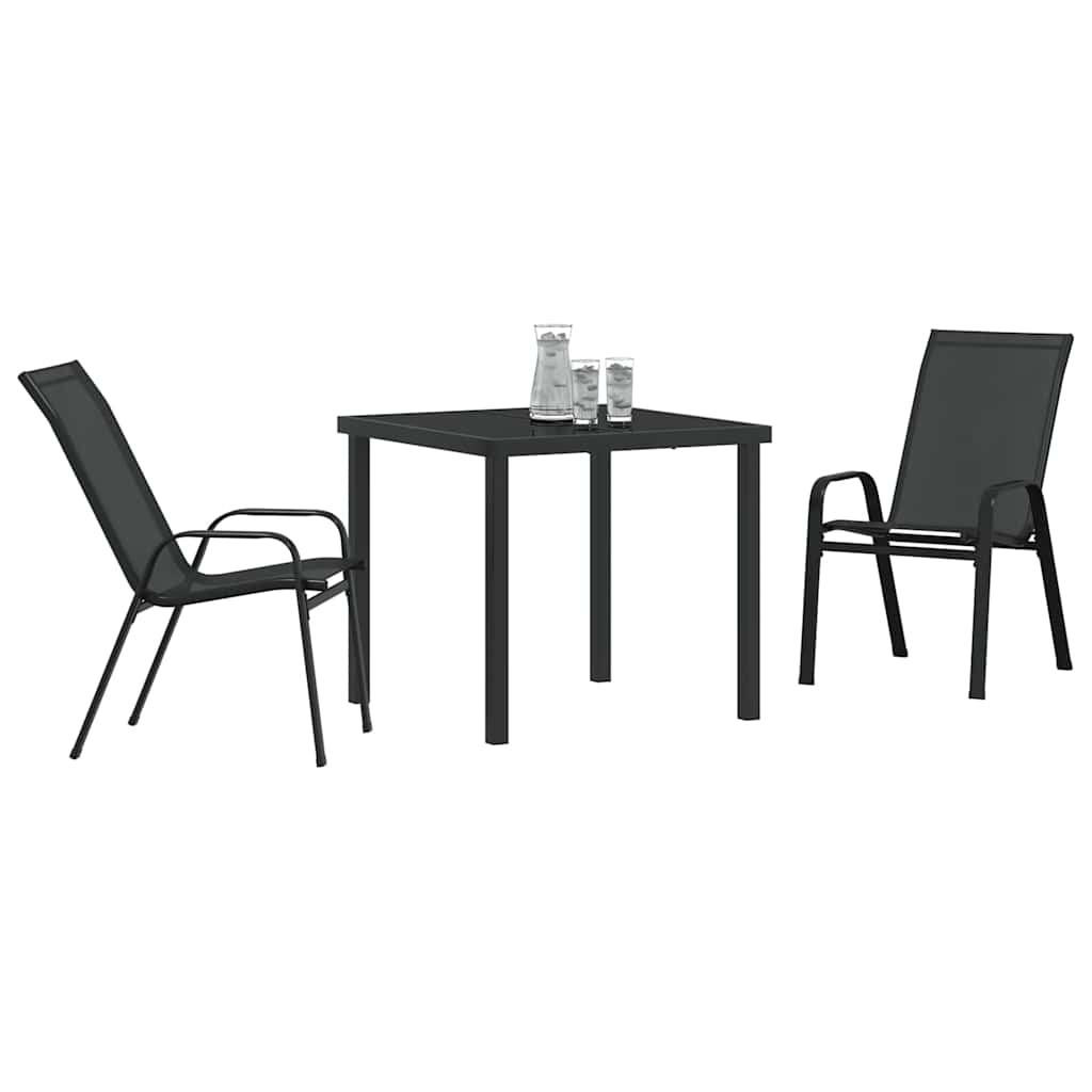 Vrtni set za objed 3 pcs Crna Čelik s prahom