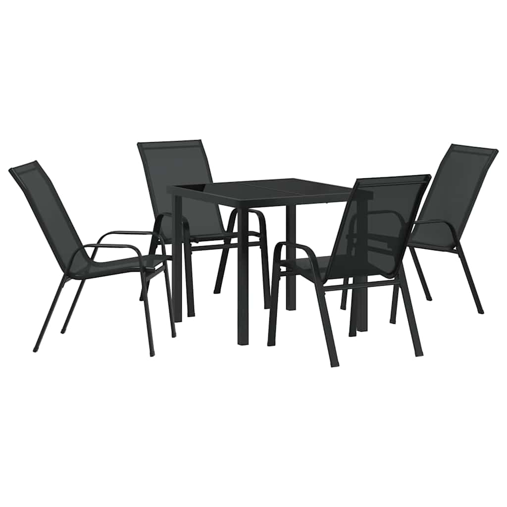 Vrtni set za objed 5 pcs Crna Čelik s prahom